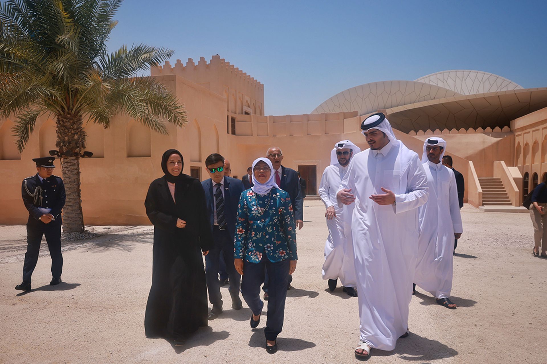 President Halimah visiting the National Museum of Qatar during her state visit to the Middle East, on June 20, 2023. It was her last overseas trip as head of state. ST PHOTO: JASON QUAH